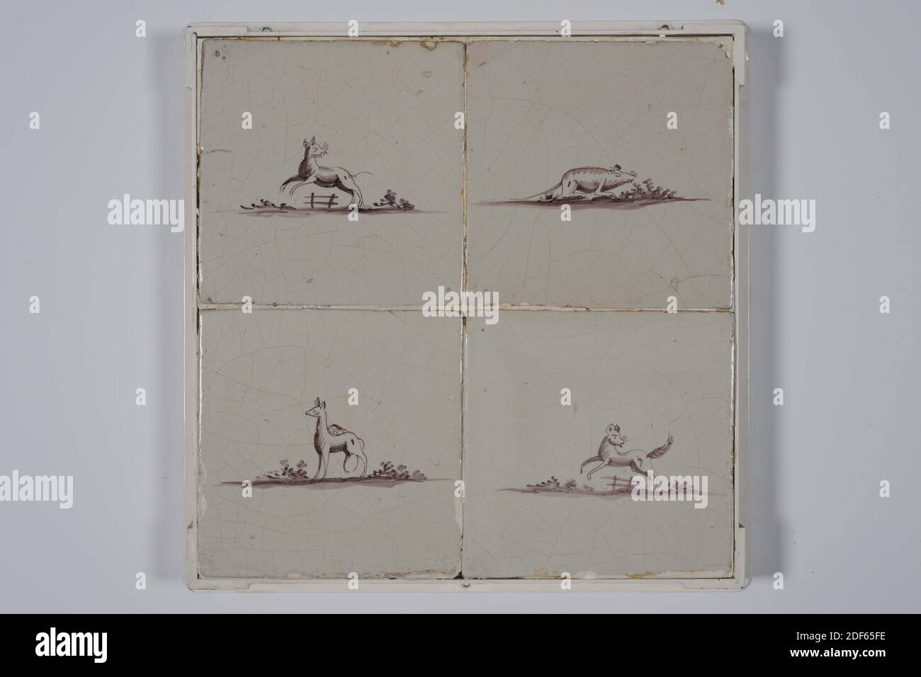 Tile Field Anonymous Approx 1600 Tin Glaze Earthenware With Frame 29 1 X 29 X 3 3cm 291 X 290 X 33mm Tile 13 1 X 13 X 1 4cm 131 X 130 X 14mm