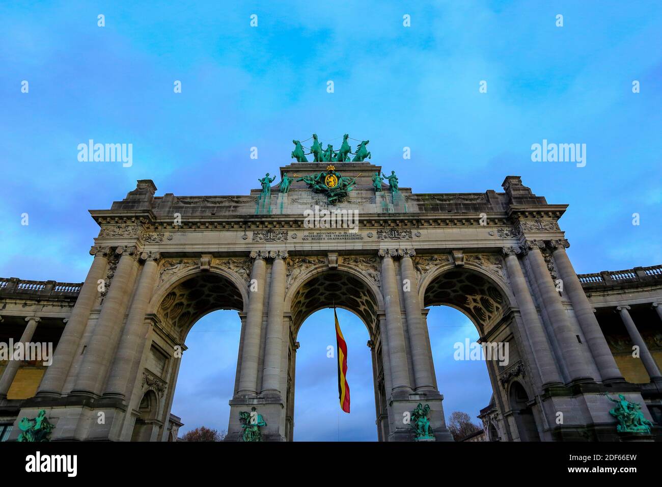 Cinquantenaire Triumphal Arch, Brussels, Belgium. Stock Photo
