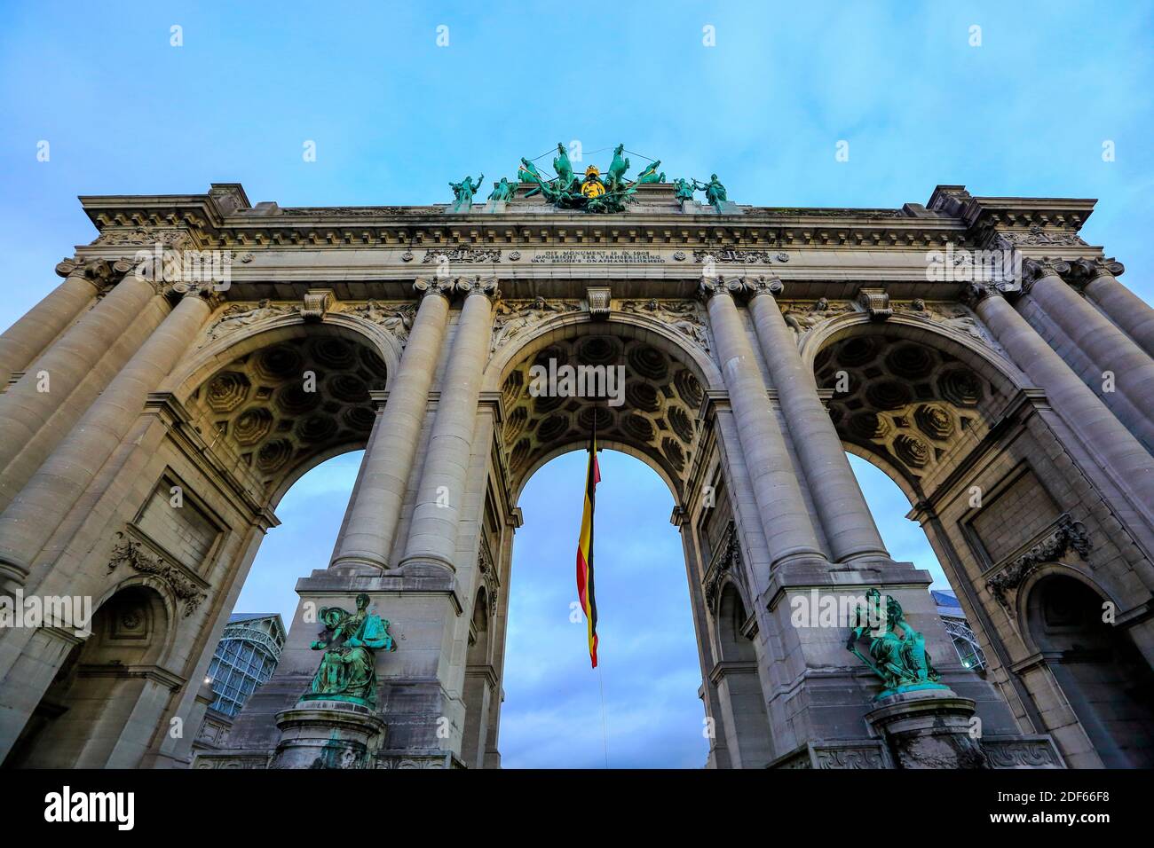 Cinquantenaire Triumphal Arch, Brussels, Belgium. Stock Photo
