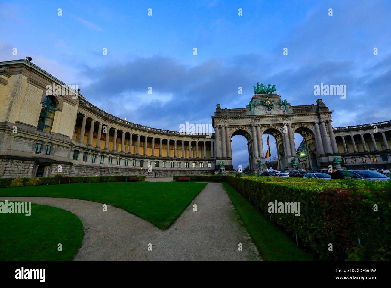 Parc du Cinquantenaire and Triumphal Arch, Brussels, Belgium. Stock Photo