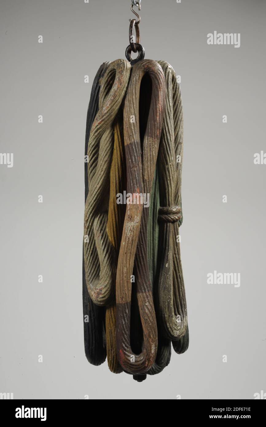 Hanging Sign Anonymous 18th Century General 75 5 X 24cm 755 X 240mm Wooden Hanging Sign In The Form Of A Spool Or Tangle Of Strands Of Yarn Spun Wool The Hanging Sign