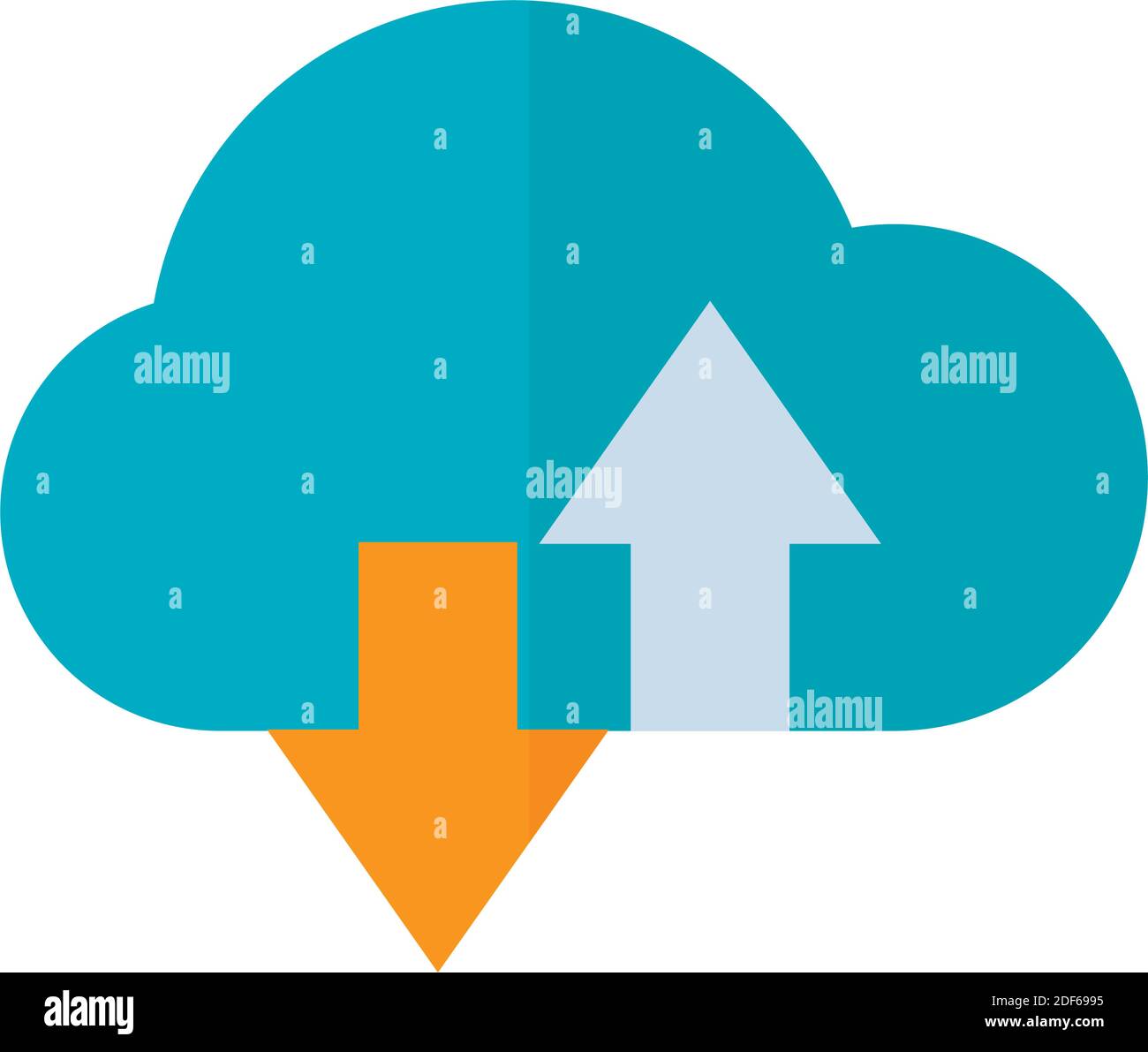 cloud storage with up and down arrows over white background, flat style ...