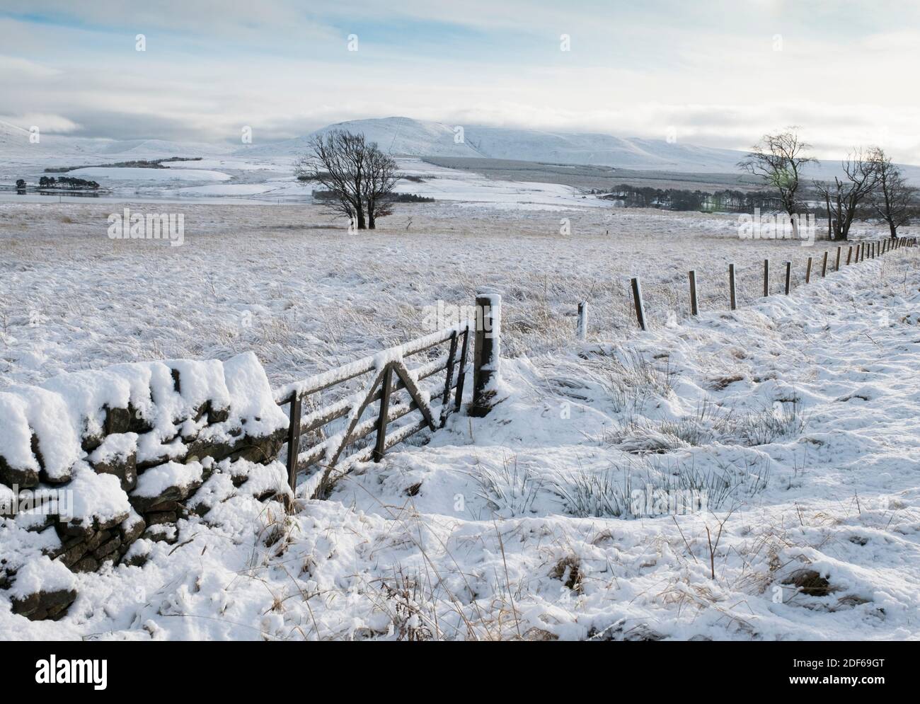 West Lothian, Scotland. 3rd Dec 2020. UK Weather: Snow scene near Haperrig Reservoir,  West Lothian, Scotland, UK.    Credit: Ian Rutherford/Alamy Live News. Stock Photo