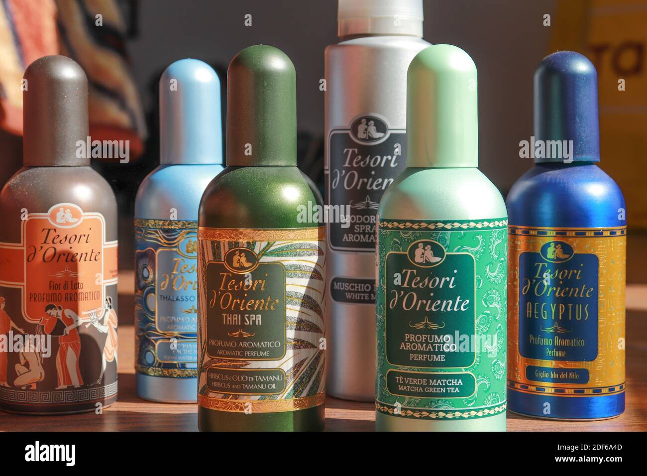 Tesori d'oriente parfume, different smells, deodorant, colorful Stock Photo  - Alamy
