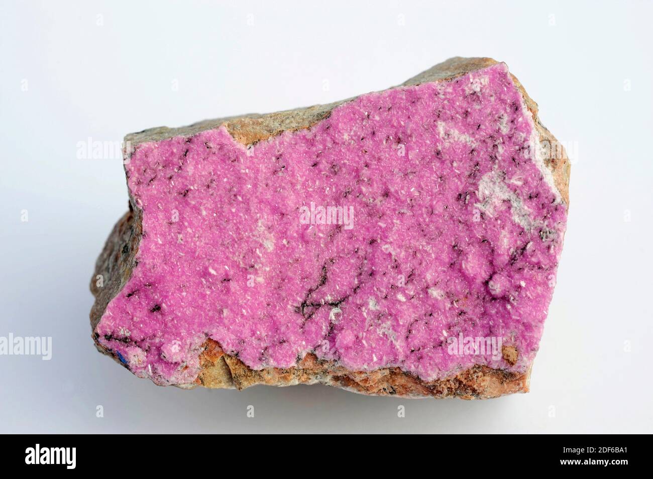 Cobalt calcite is a mineral composed of calcium carbonate with cobalt. This sample comes from China. Stock Photo