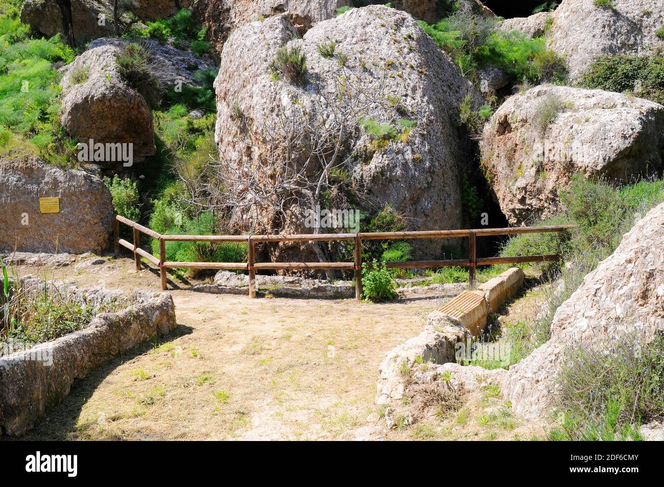 Cueva del Agua in gypsum karst. Sorbas Natural Park, Almeria, Andalusia, Spain. Stock Photo