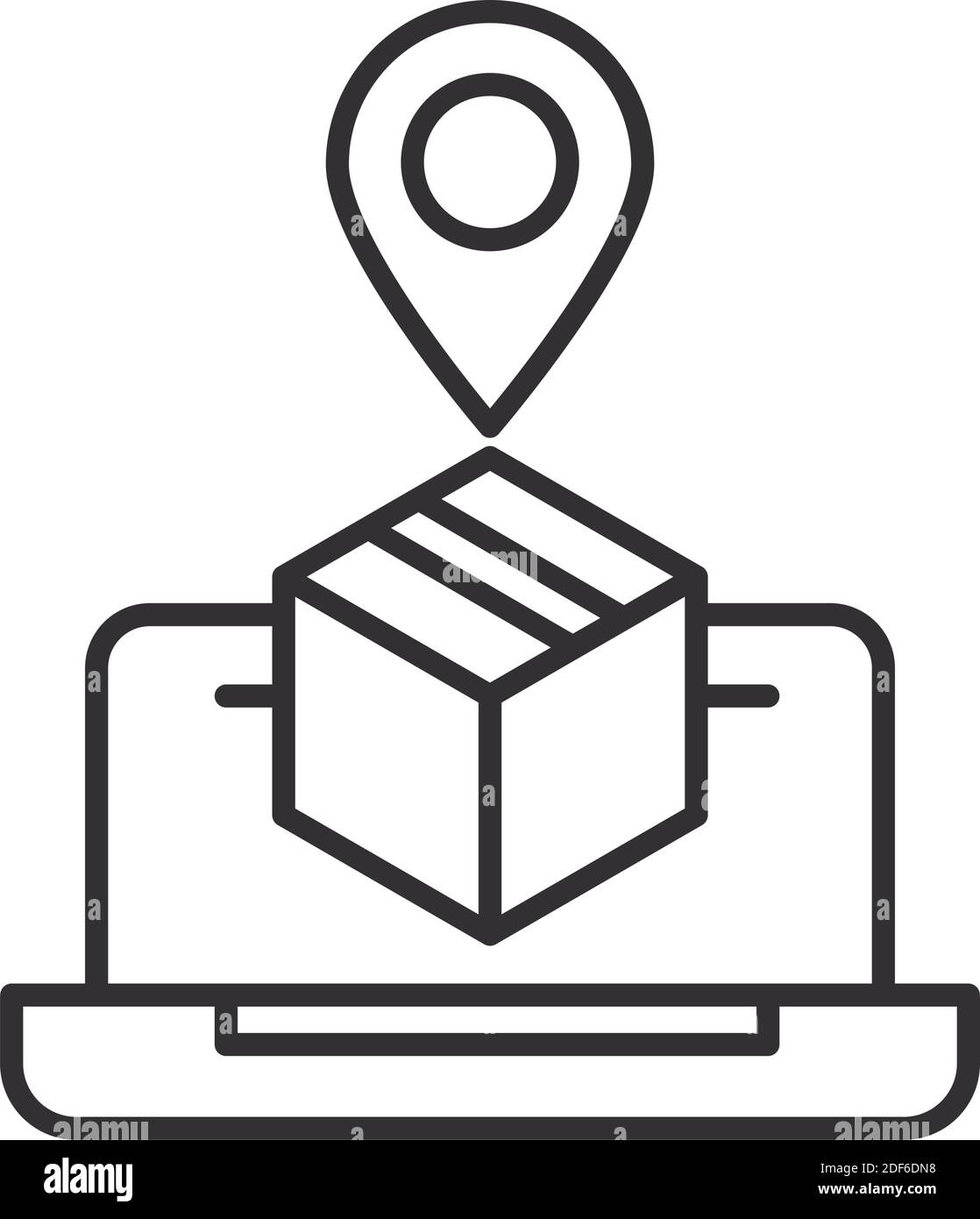 online delivery laptop tracking order location pin vector illustration