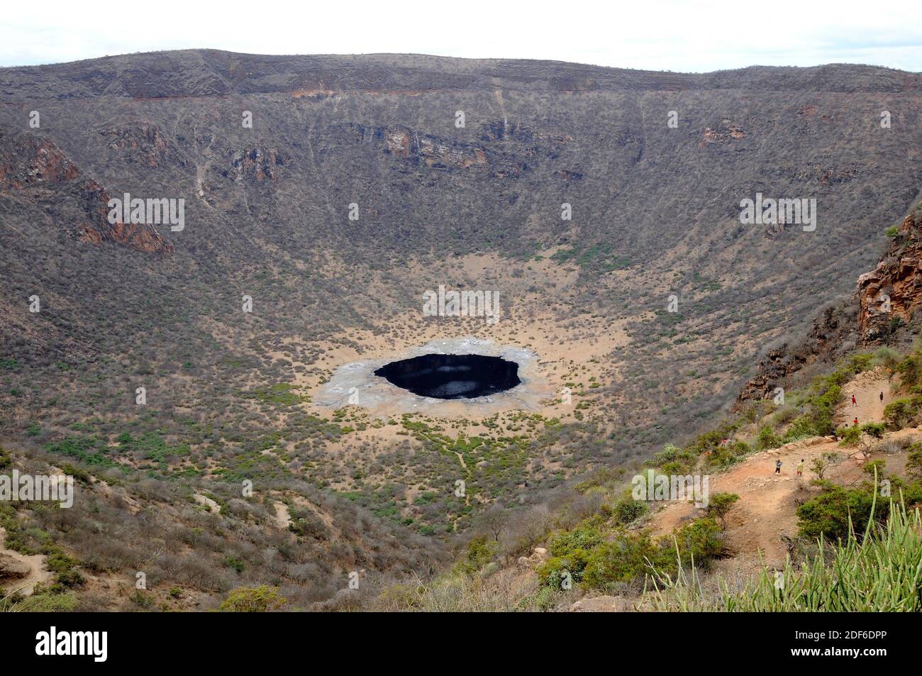 Sod lake in a crater. Is a salt lake in Borana Region. Oromia, Ethiopia. Stock Photo