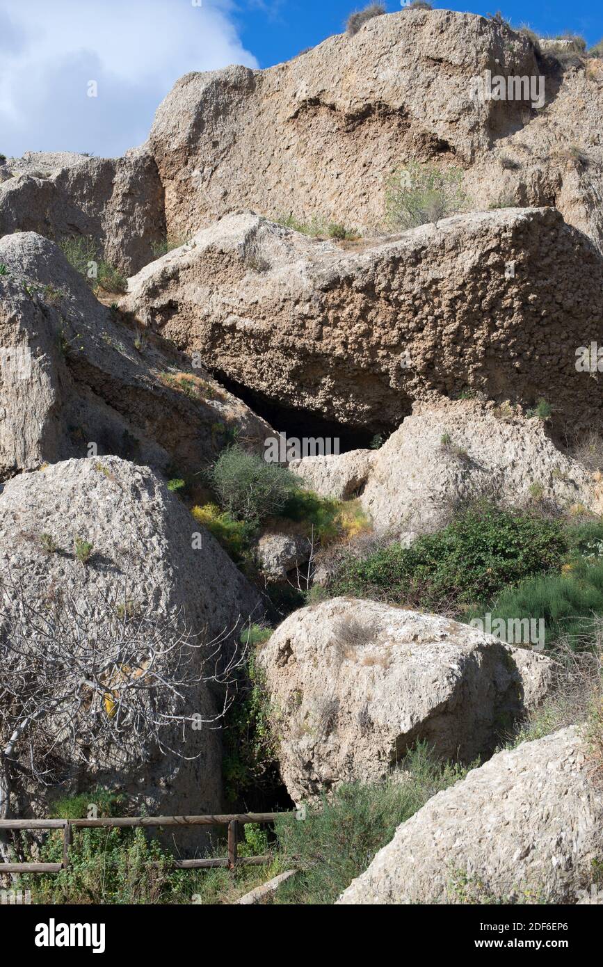 La Cueva del Agua spring in Marchalico Viñicas, Almeria province, Andalucia, Spain. Stock Photo
