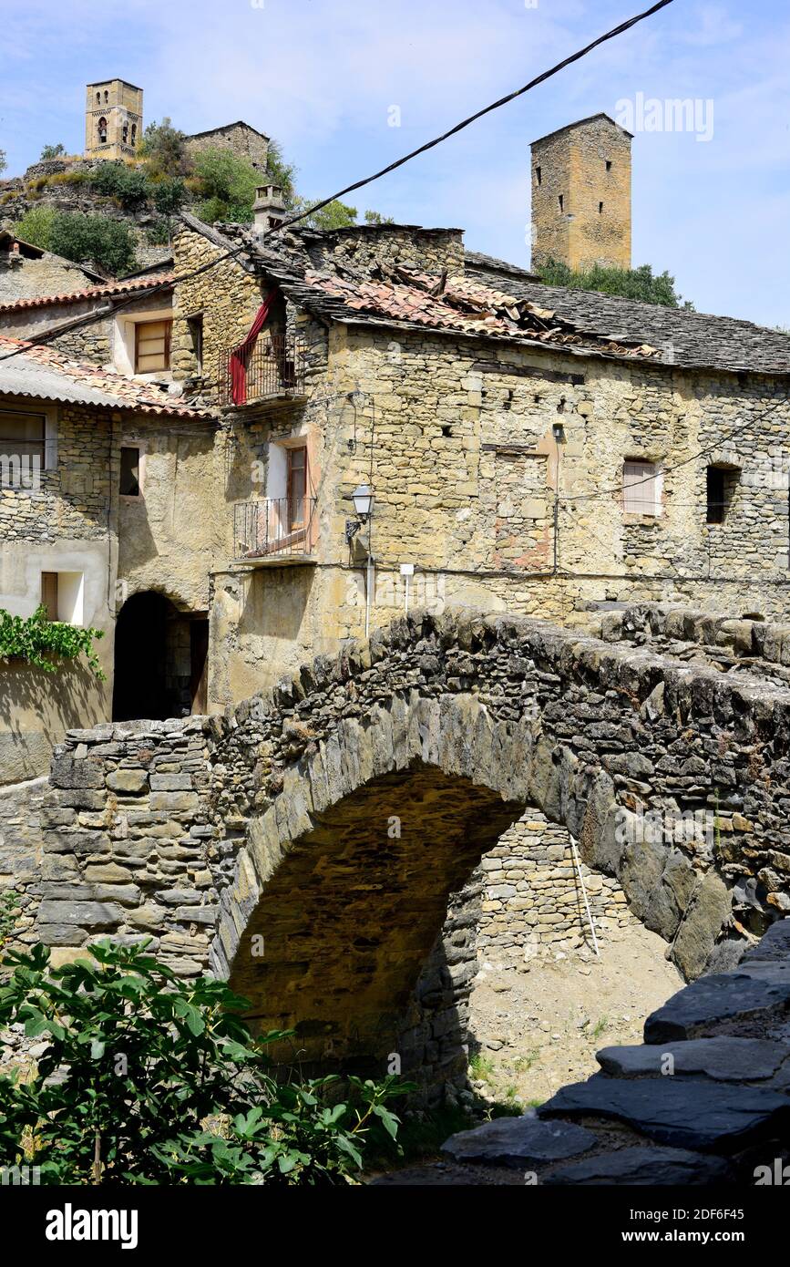 Montañana, Puente de Montañana municipality. Ribagorza, Huesca province, Aragon, Spain. Stock Photo