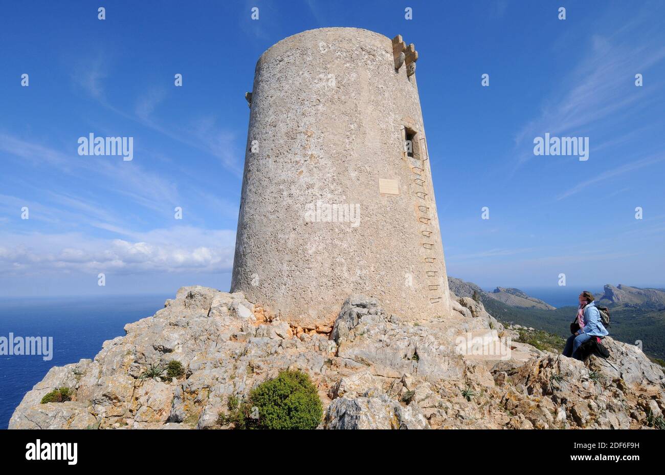 Formentor Cape, Albercutx watchtower. Majorca, Balearic Islands, Spain. Stock Photo