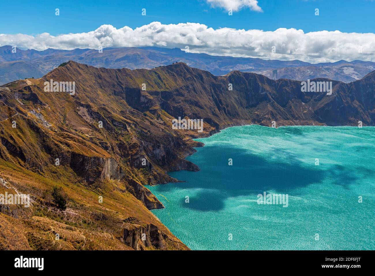 Quilotoa crater lagoon landscape near Quito, Ecuador. Stock Photo
