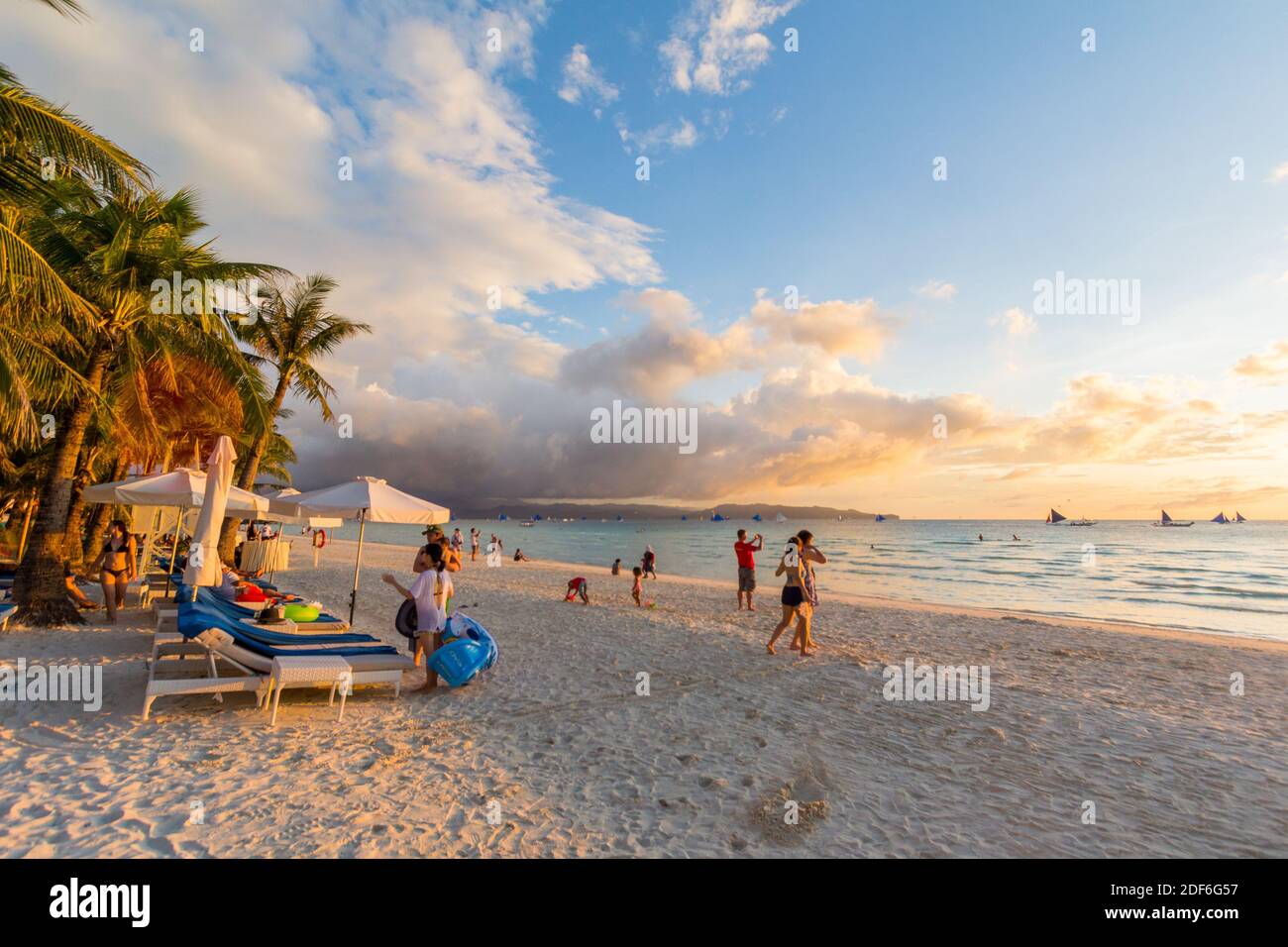 Late Afternoon Along White Beach In Boracay Island In The Philippines