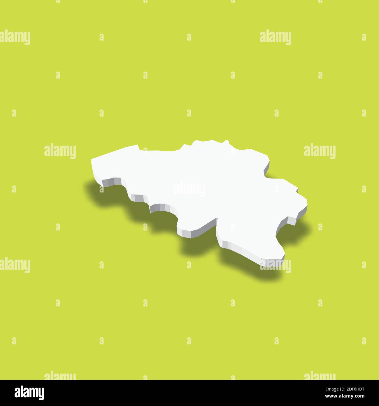Belgium - white 3D silhouette map of country area with dropped shadow ...