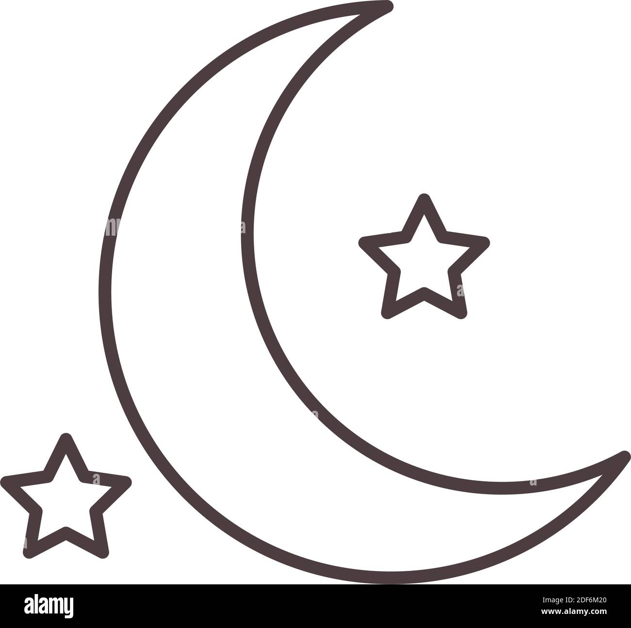 weather night stars and moon vector illustration line icon style Stock ...