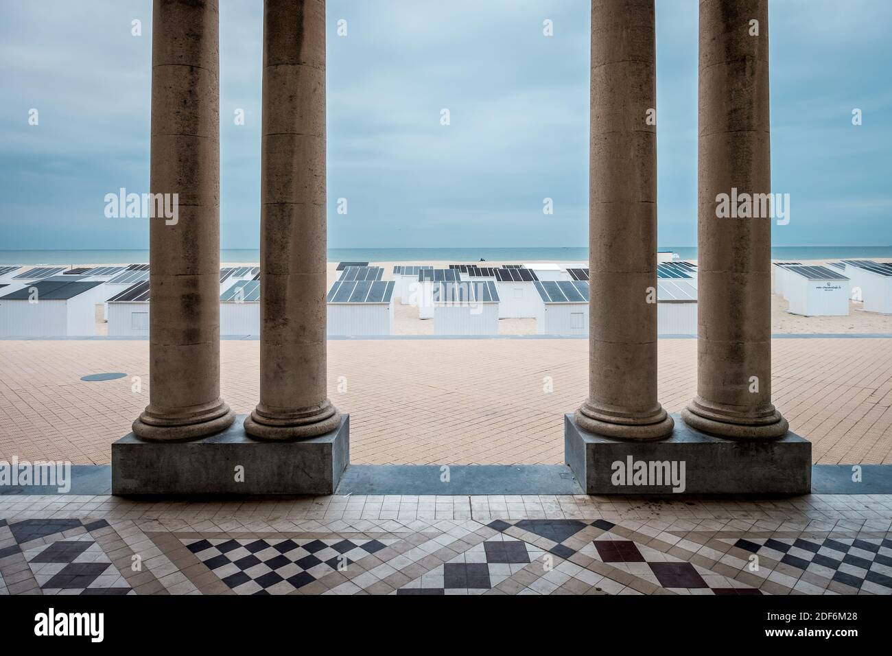 Royal galleries and beach in Oostende, Belgium. Stock Photo