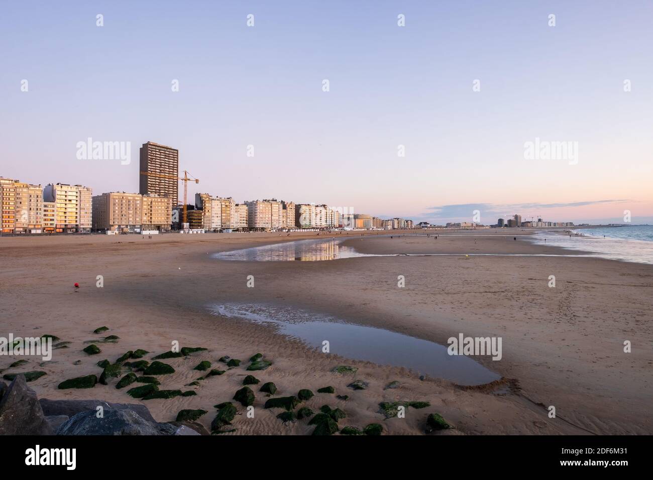 Skyline of coastal town Ostend in Belgium. Stock Photo