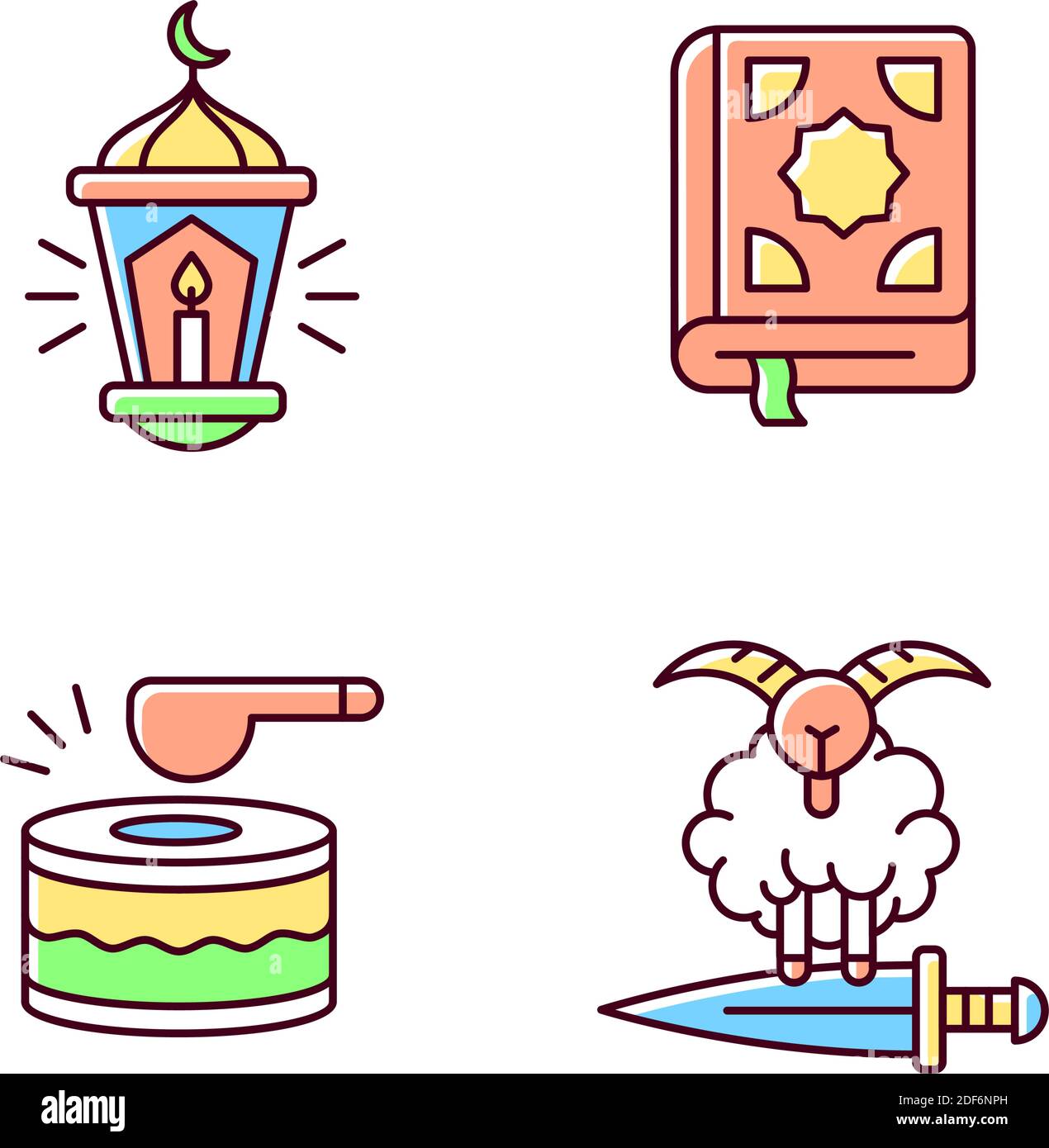 Religious muslim atributes RGB color icons set Stock Vector Image & Art ...