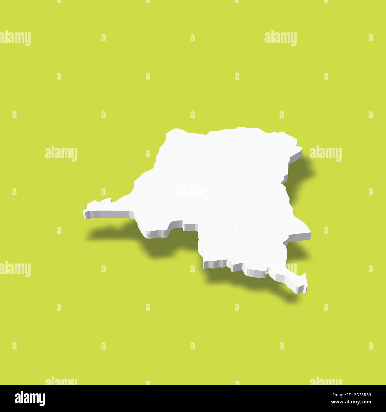 Democratic Republic of the Congo - white 3D silhouette map of country ...