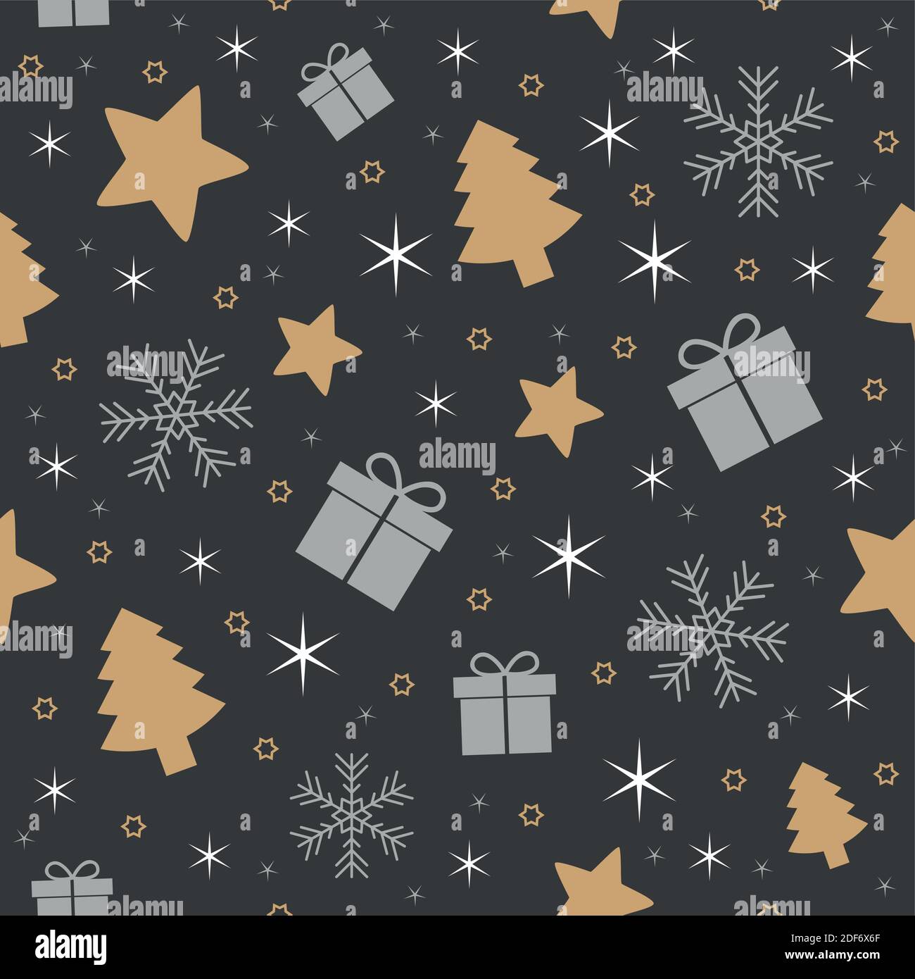 seamless pattern christmas design with star gift fir tree and snowflake vector illustration EPS10 Stock Vector