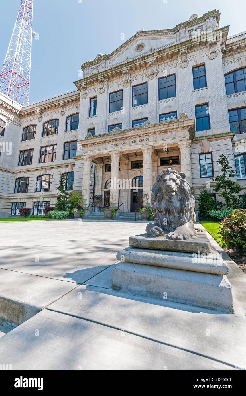 Entrance to Queen Anne High School in Queen Anne, Seattle, Washington