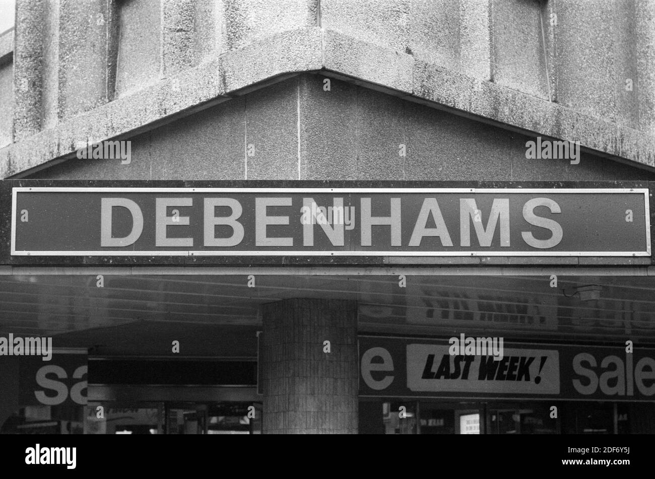 Debenhams shop sign. 1978 Stock Photo Alamy