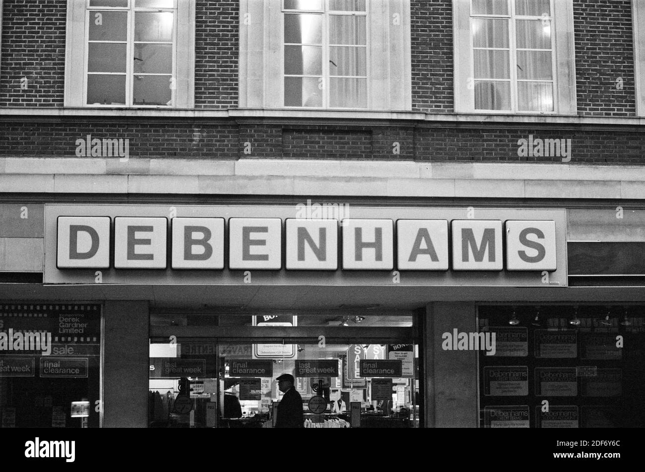 Debenhams shop sign. 1978 Stock Photo Alamy