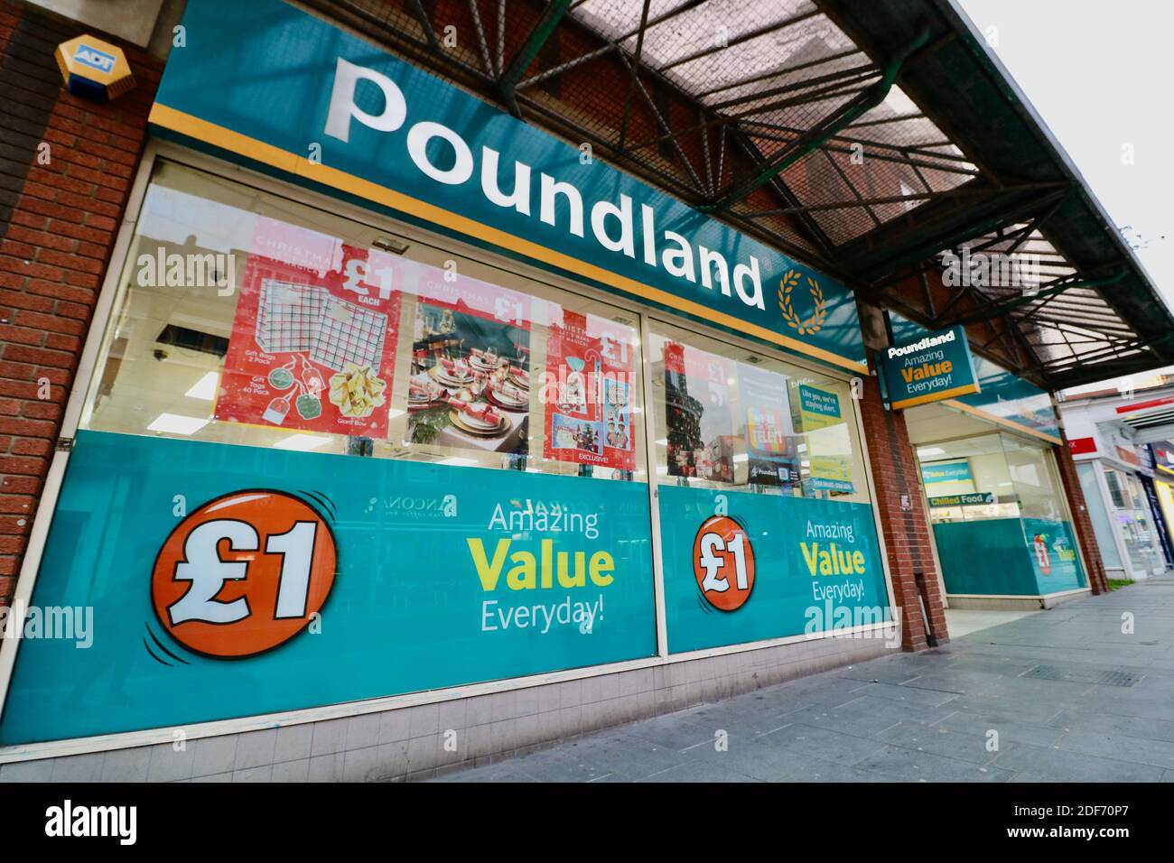 2 December 2020 - Harrow, UK: Facade of Poundland bargain retail shop Stock Photo