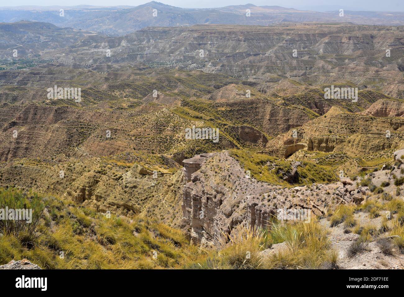 Badlands in Gorafe Desert, Granada province, Andalucia, Spain. Stock Photo