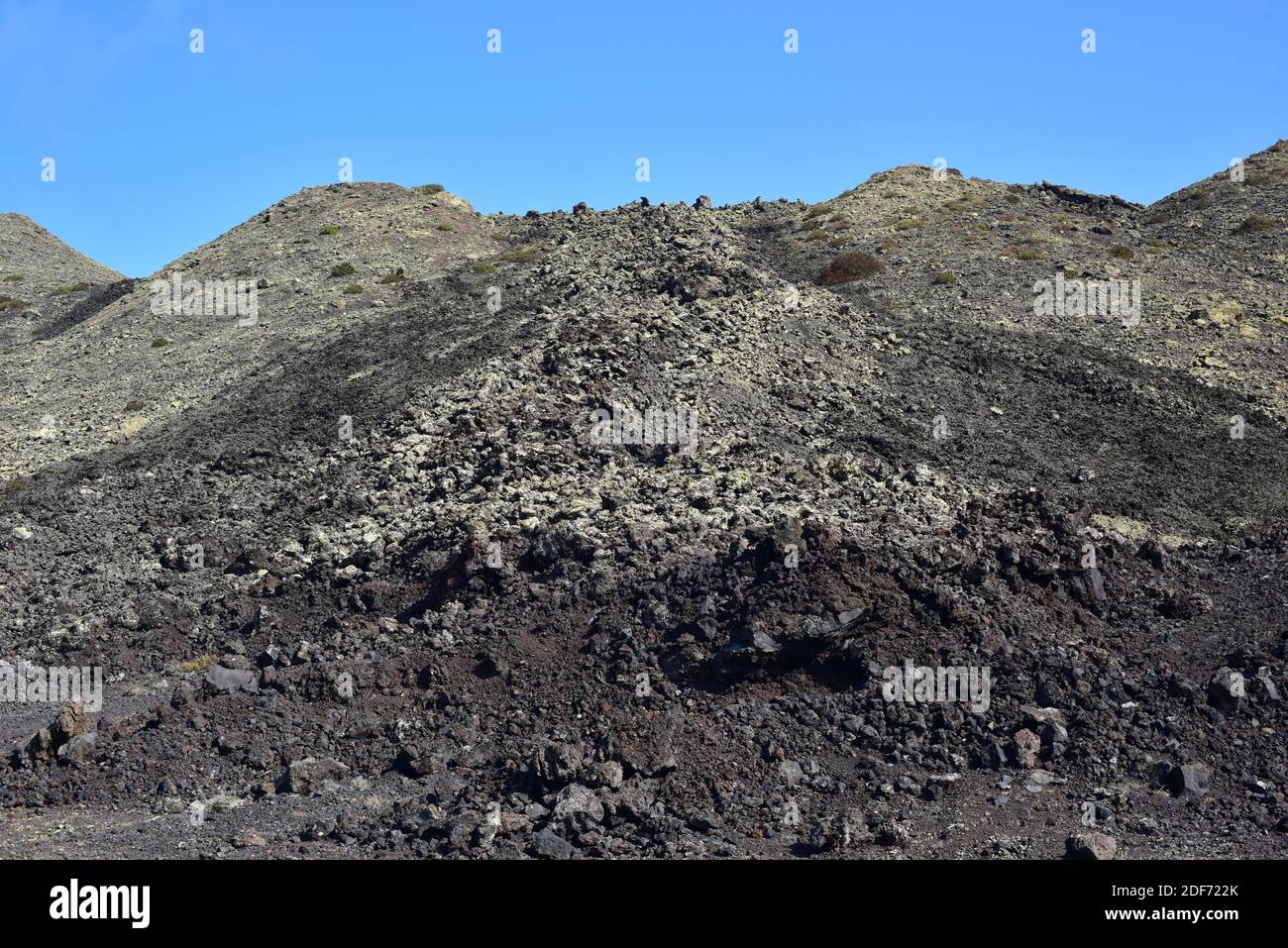Volcanic flow. Volcan Montana Colorada, Lanzarote Island, Canary Islands, Spain. Stock Photo