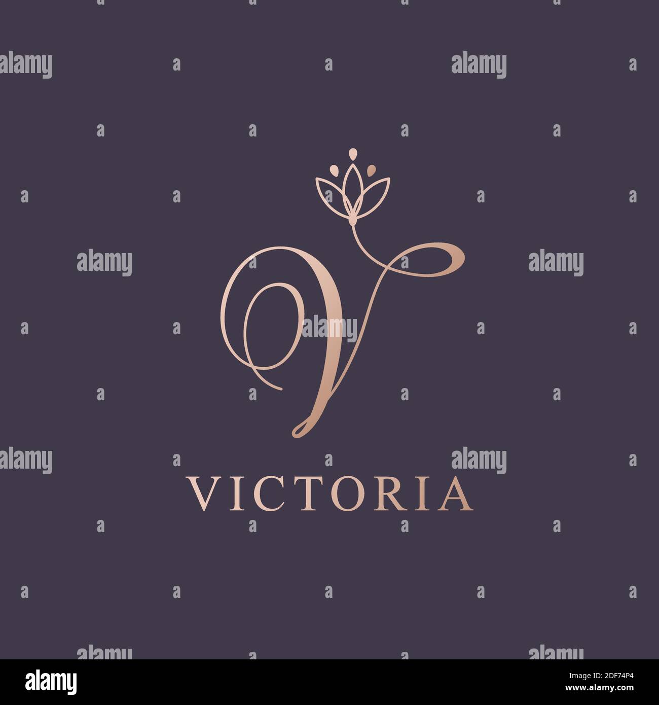 Letter V logo template. Monnogram, delicate floral design. Personal logo. Stock Vector