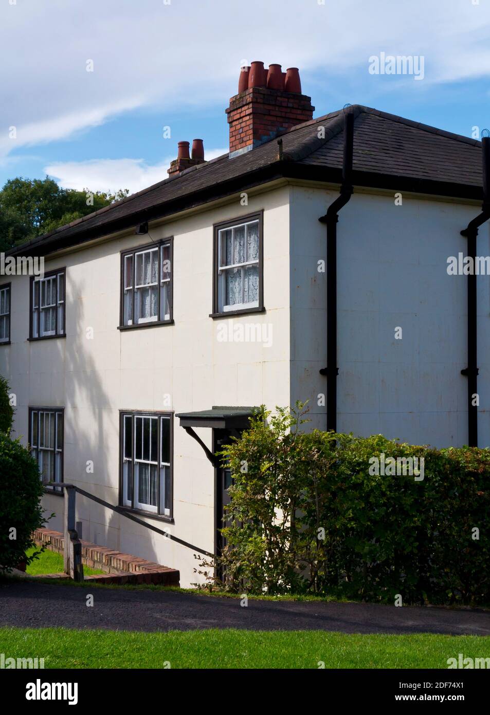 Experimental cast iron houses built in Dudley in 1925 constructed with cast iron panels lined with asbestos at the Black Country Living Museum UK Stock Photo