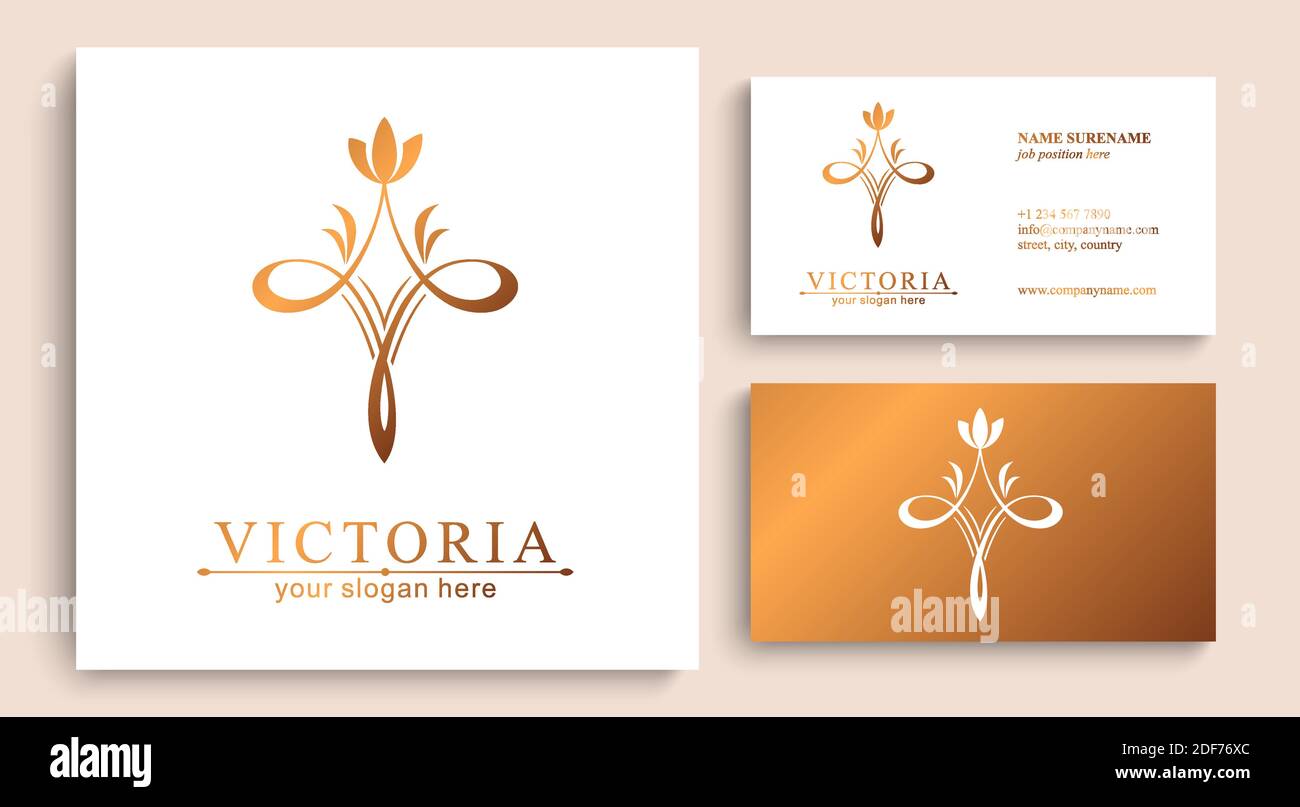 Letter V logo template. Monnogram, delicate floral design. Personal logo. Stock Vector