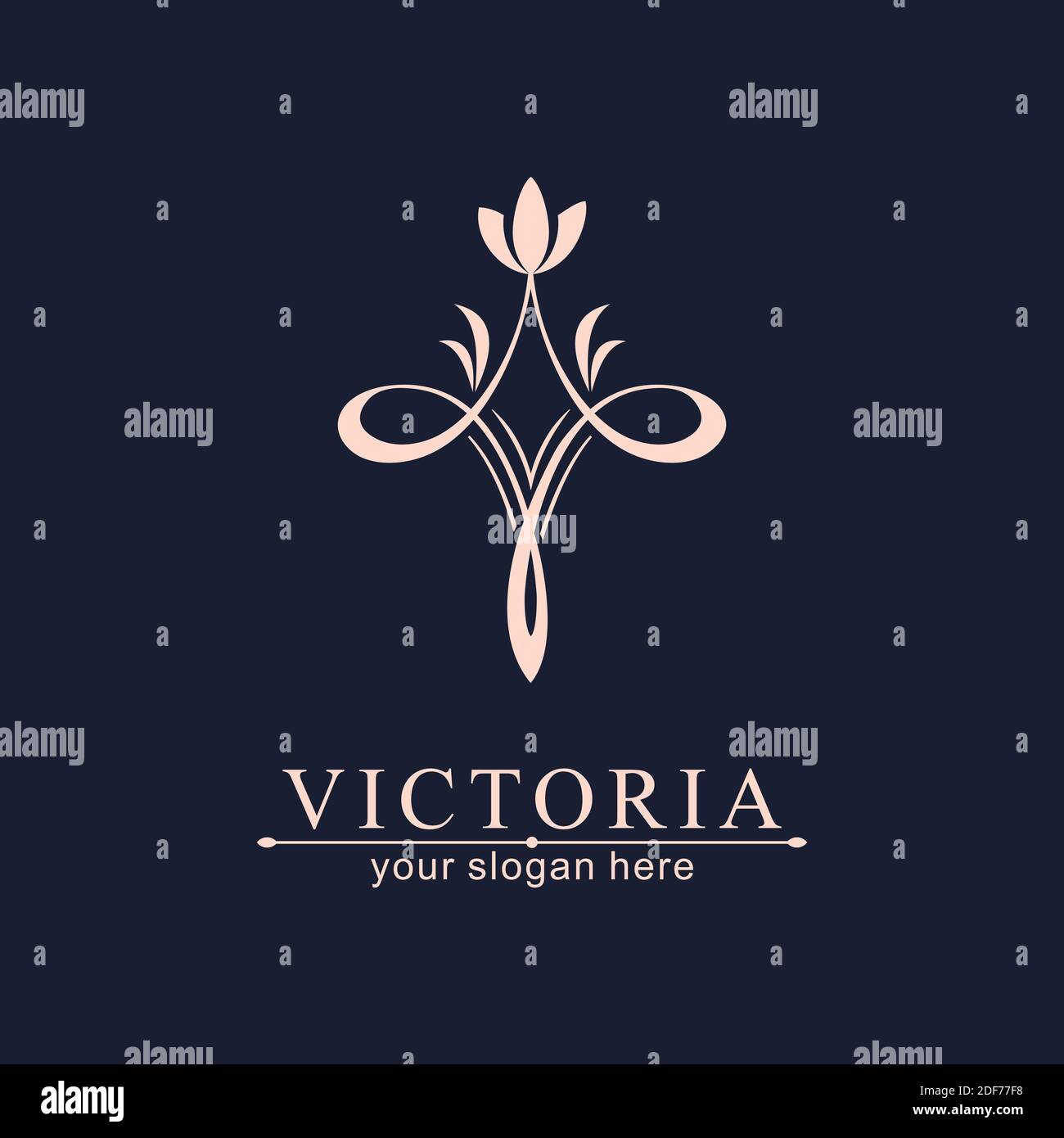 Letter V logo template. Monnogram, delicate floral design. Personal logo. Stock Vector