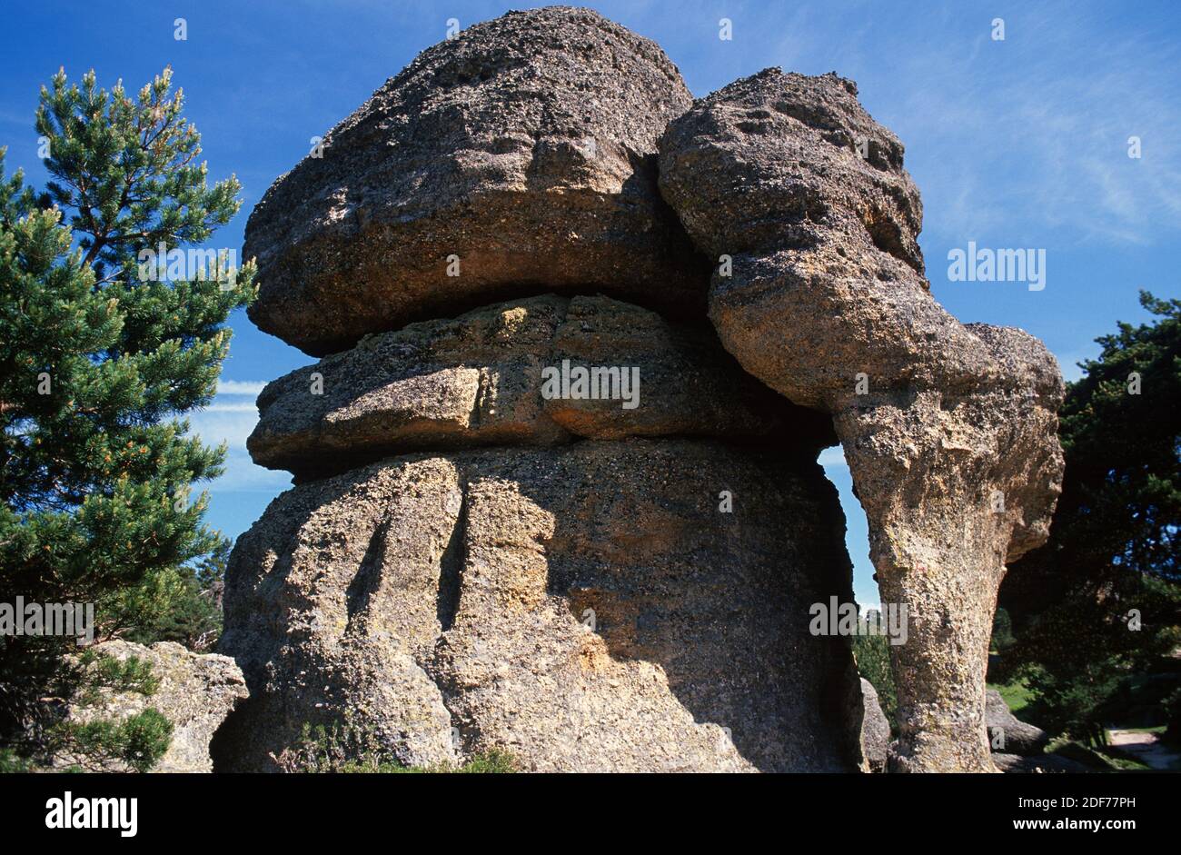 Singular relief formed by conglomerate rocks in Castroviejo, Soria, Spain. Stock Photo