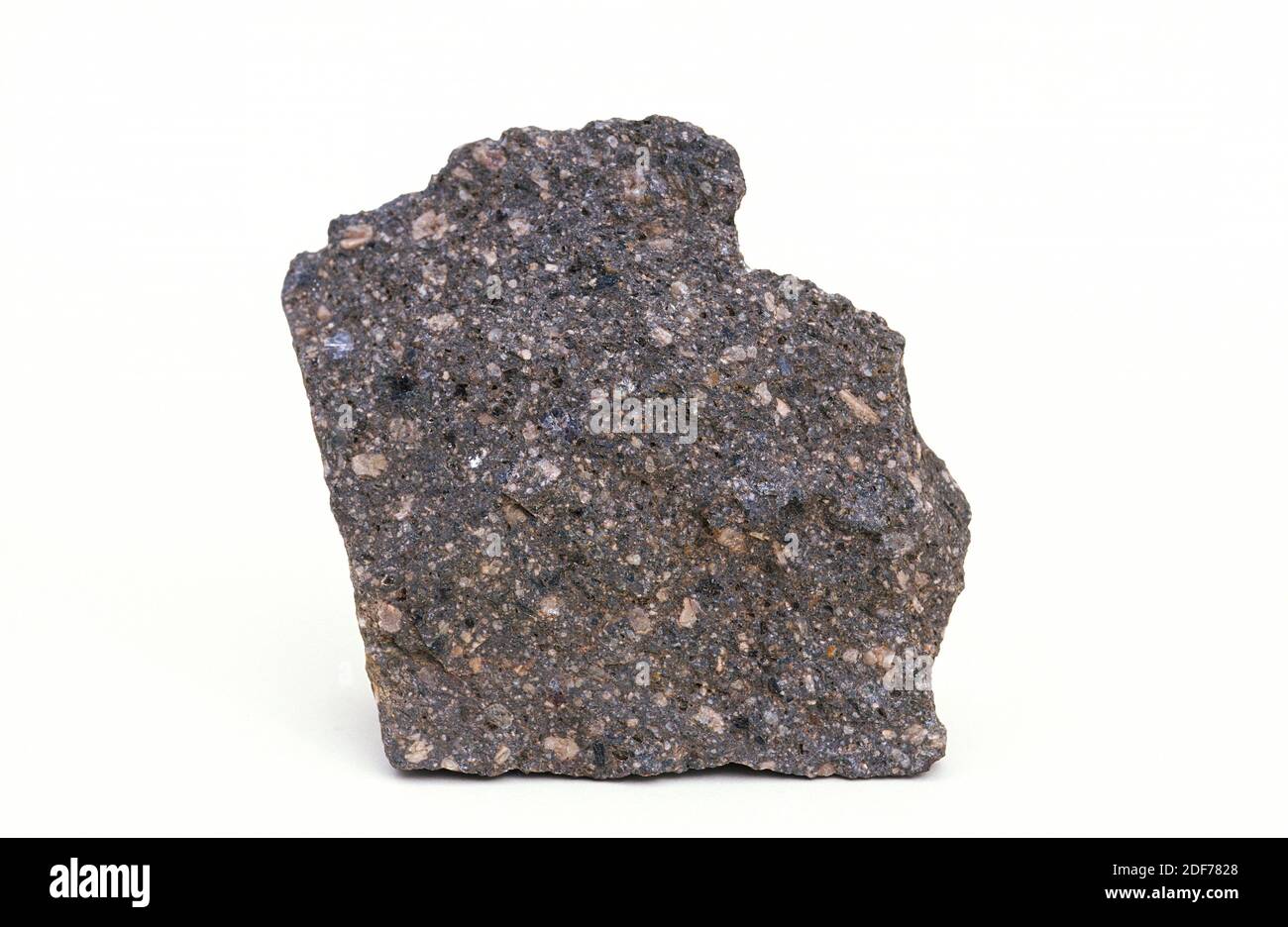 Porphyry is a texture heterocrystalline typical of the volcanic and subvolcanic rocks. Sample. Stock Photo