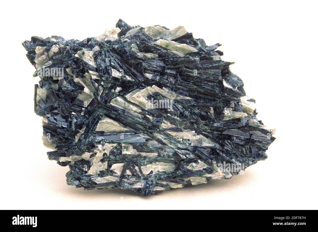 Actinolite is a silicate (inosilicate) from the amphiboles group. Some forms are used as gemstones. Stock Photo
