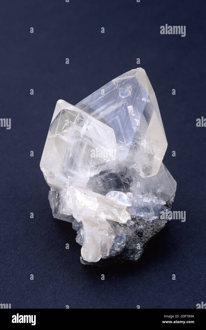 Anglesite is a lead sulfate mineral that crystallizes in the orthorhombic system. Sample. Stock Photo