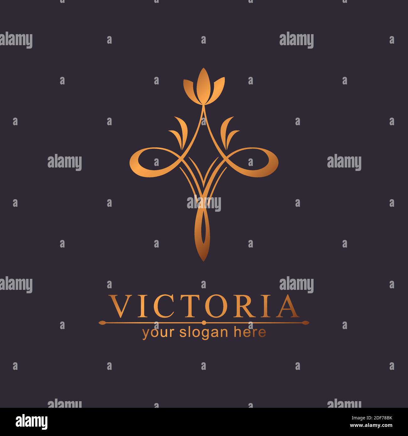 Letter V logo template. Monnogram, delicate floral design. Personal logo. Stock Vector