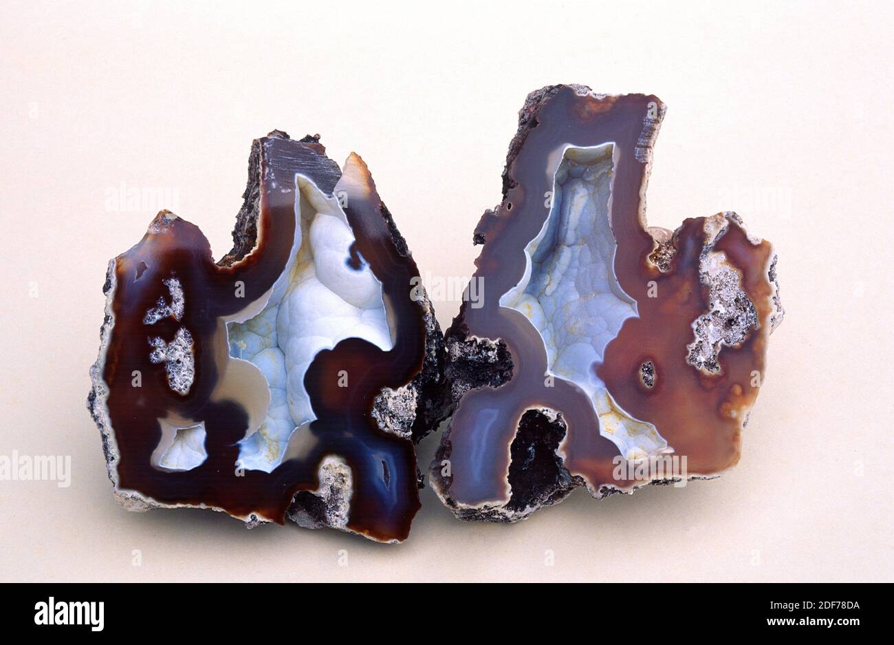 Chalcedony is a cryptocrystalline variety of quartz. Sample. Stock Photo