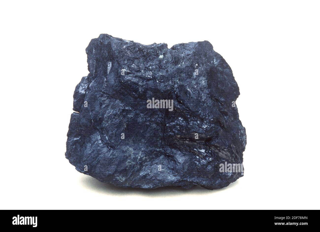 Graphite is a native element mineral composed by carbon. Sample. Stock Photo