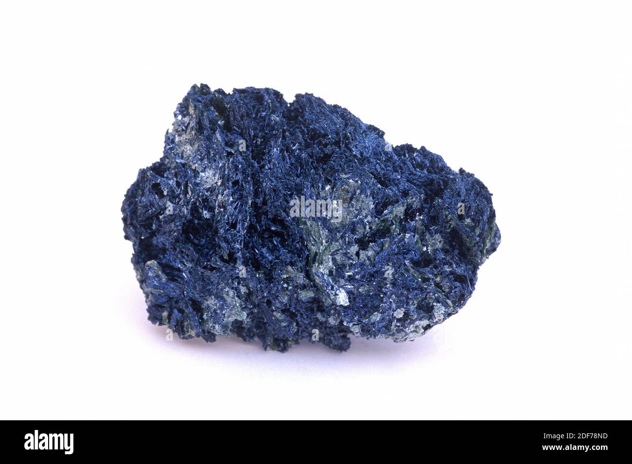 Glaucophane is a silicate mineral from amphibole group. Sample with fuchsite.. Stock Photo