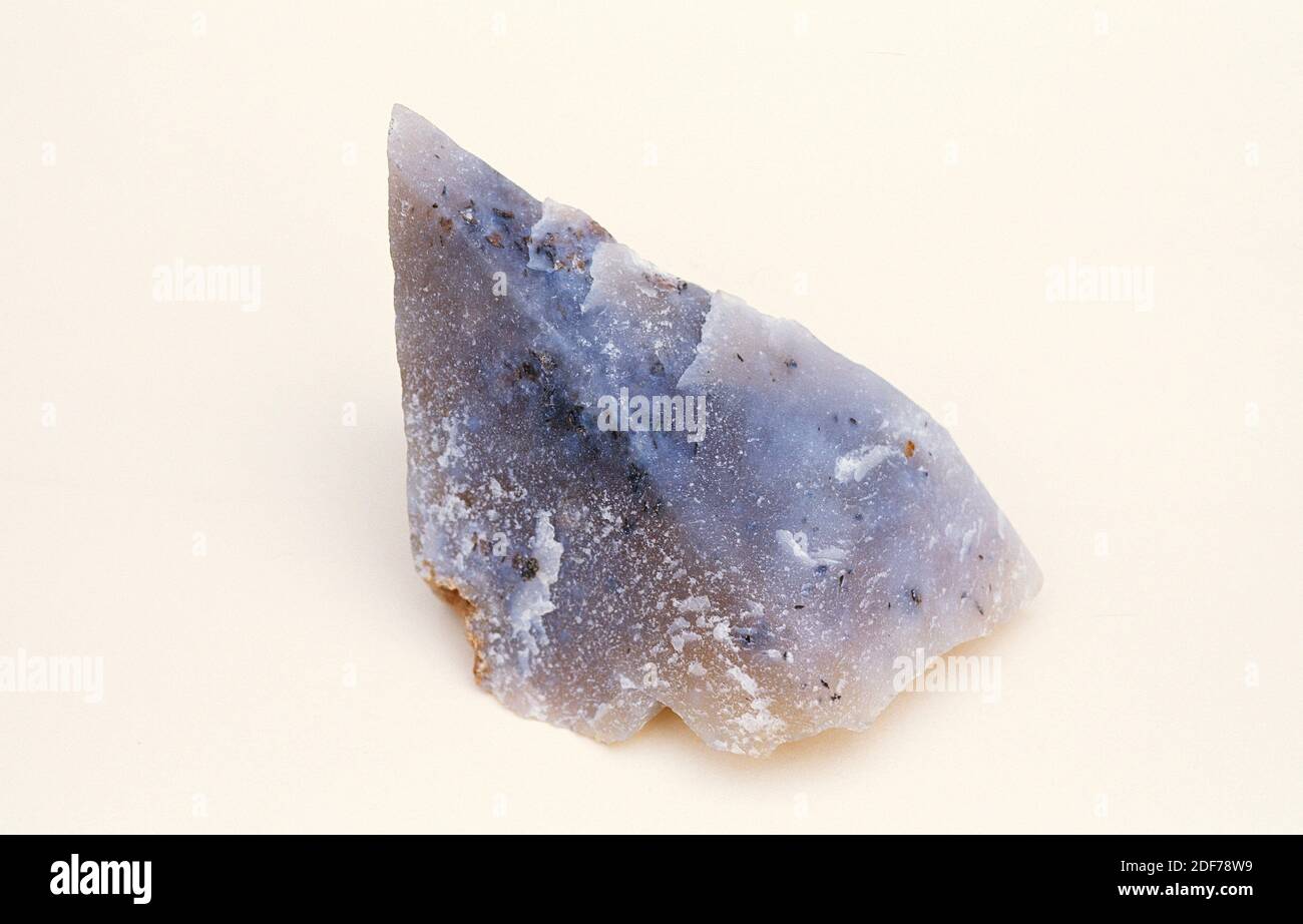 Flint is a mixture of quartz varieties microcrystallines or cryptocrystallines. Sample. Stock Photo