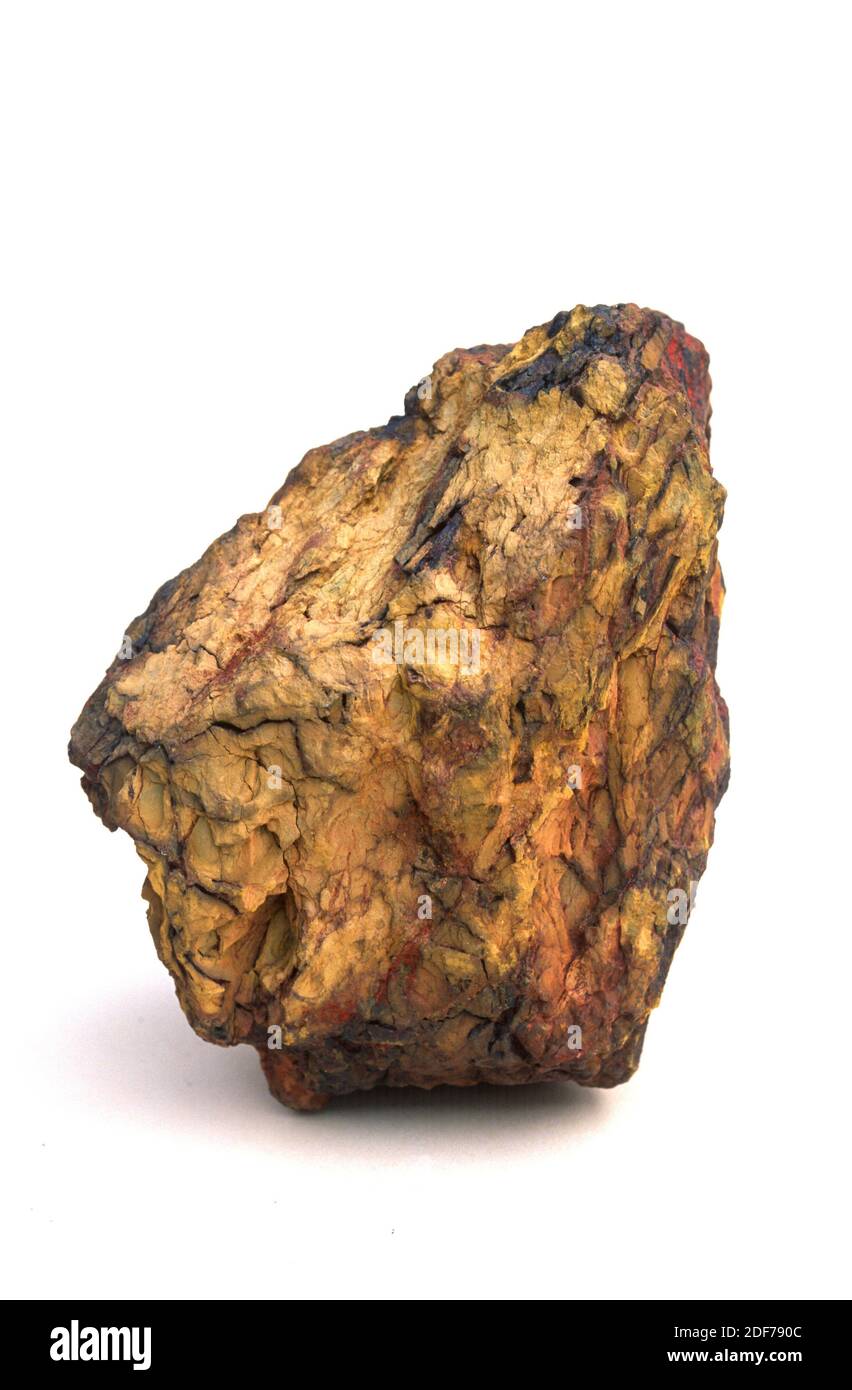 Limonite is an iron ore composed of different iron oxides and hydroxides (goethite, hematite, magnetite.). Stock Photo