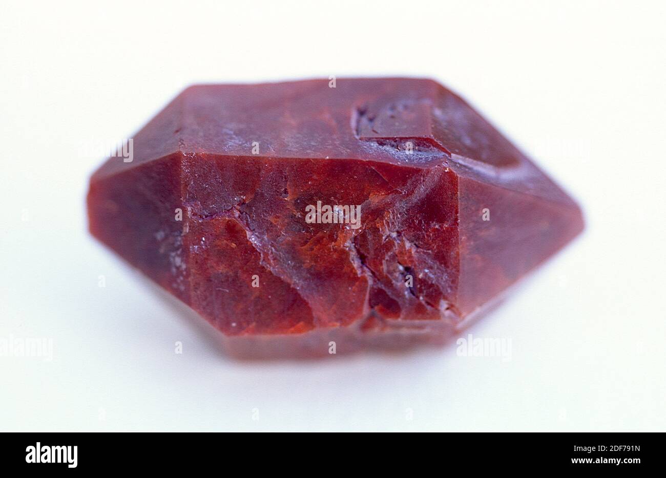 Jacinto de Compostela or hematoid quartz is a red quartz variety. Crystals. Stock Photo