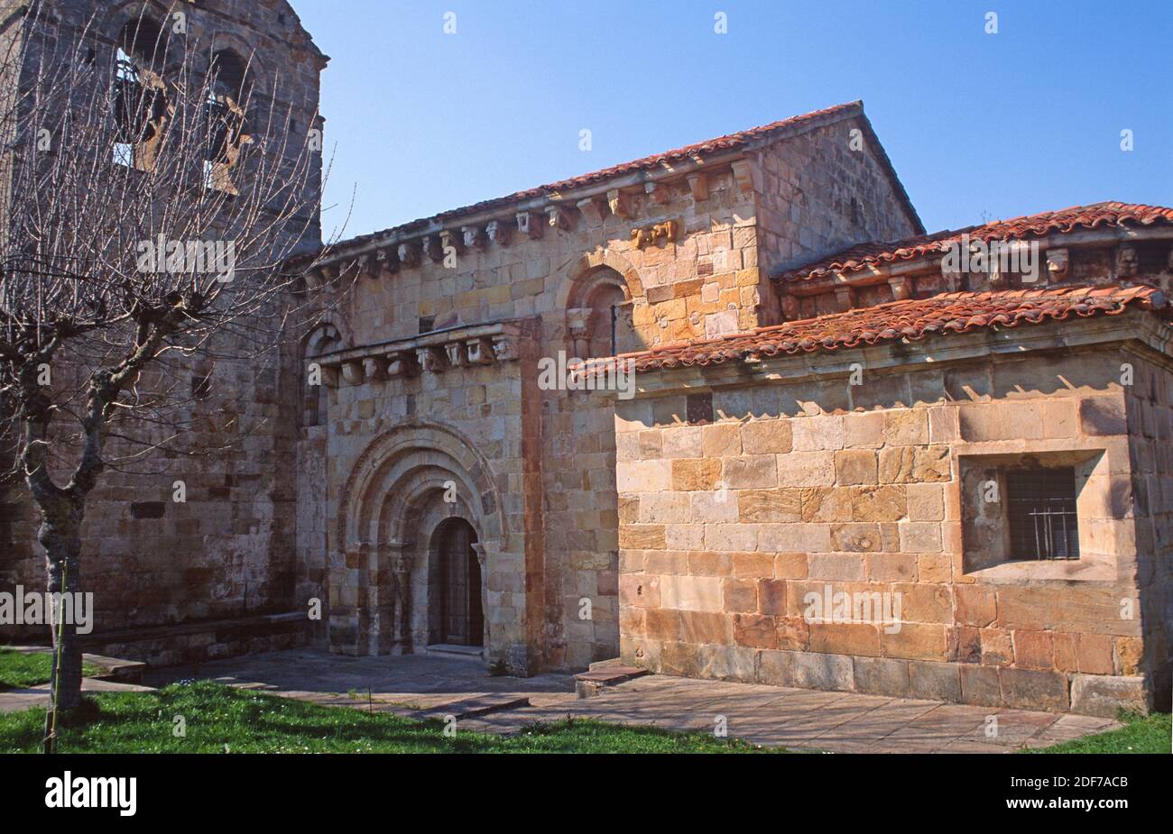 San Cipriano, romanesque church on Bolmir, Cantabria, Spain. Stock Photo