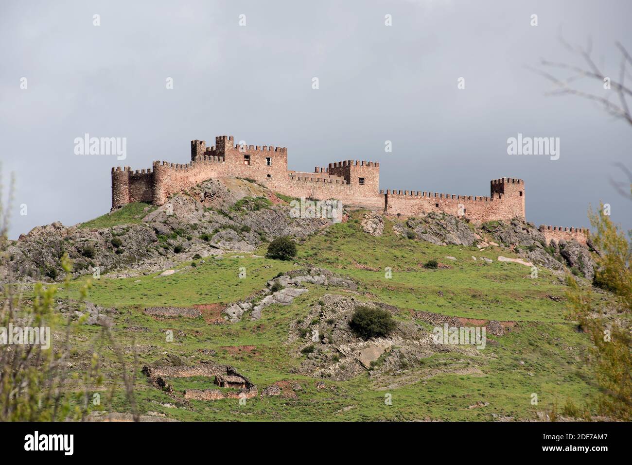 Riba de Santiuste castle. Sigüenza municipality, Guadalajara province, Castilla-La Mancha, Spain. Stock Photo