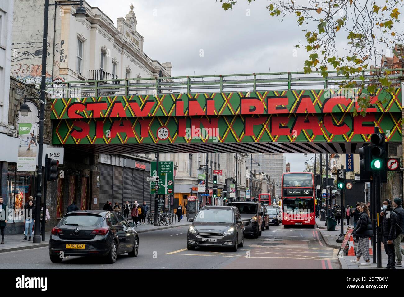 'Stay In Peace' mural on Brixton bridge on the 21st November 2020 in