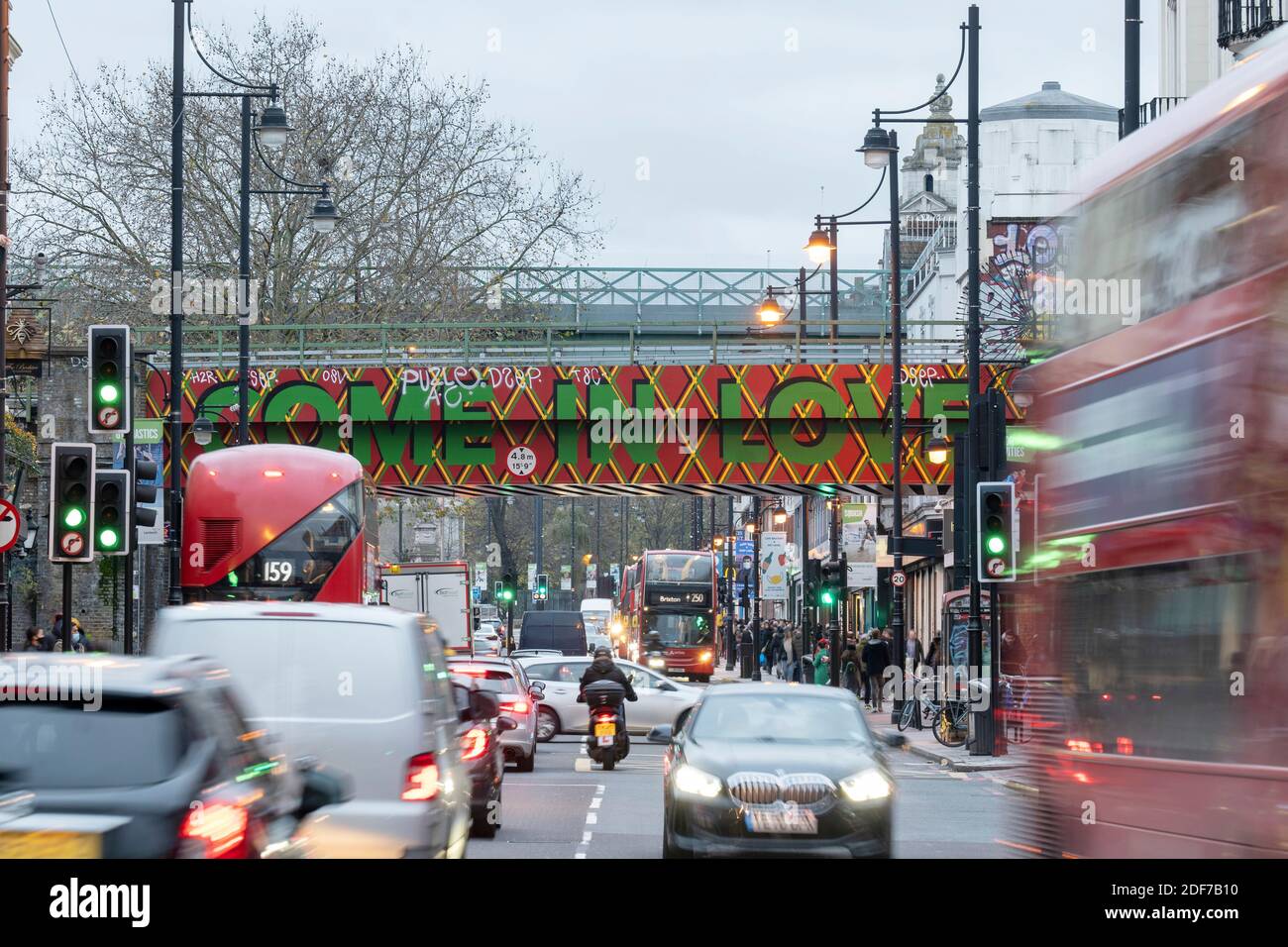 in Love' mural on Brixton bridge on the 21st November 2020 in the