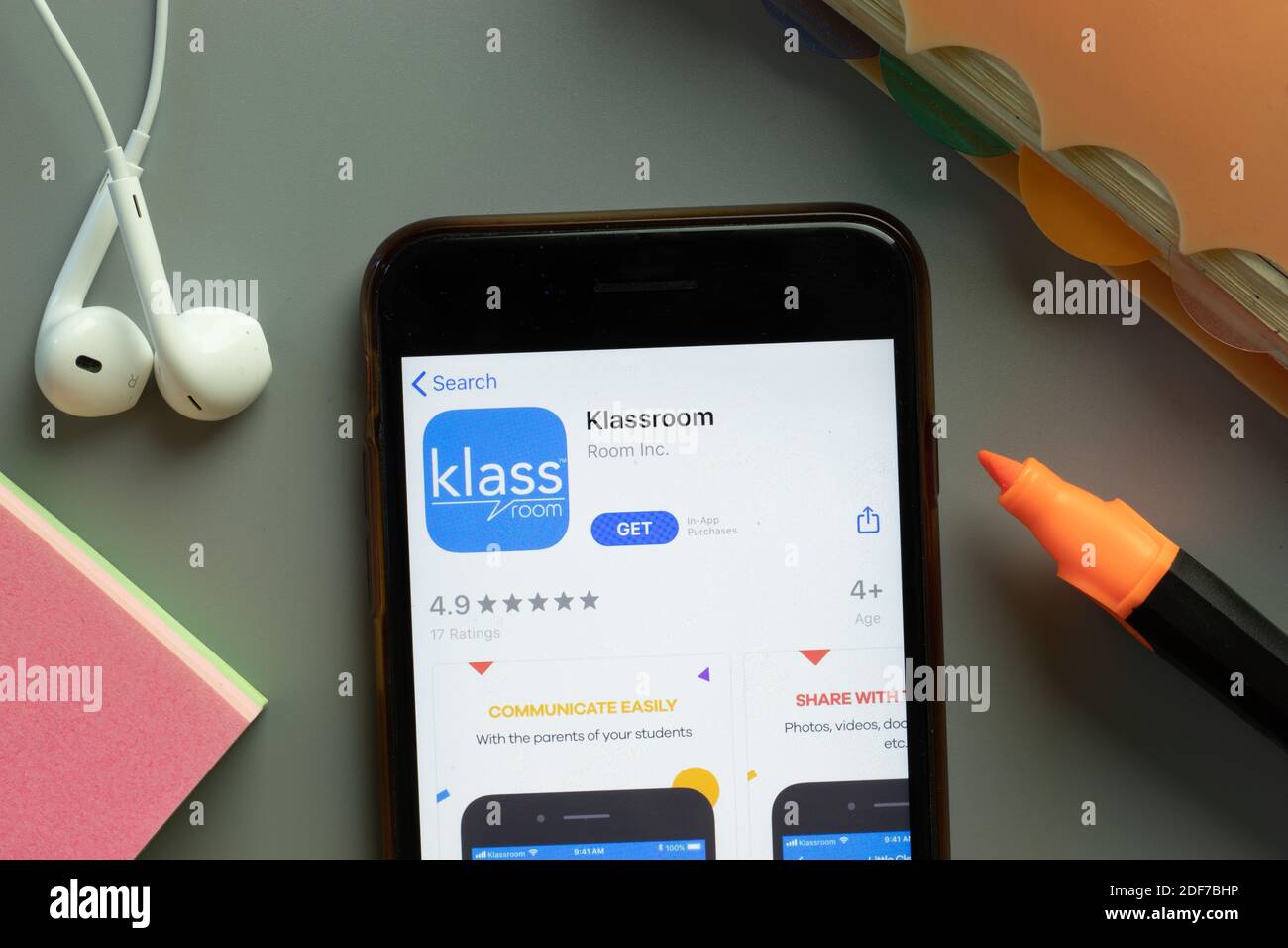 New York, USA - 1 December 2020: Klassroom mobile app icon on phone ...